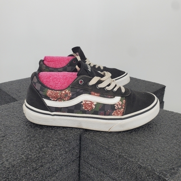 Vans Old Skool 508731 Low Top Black Floral Sneakers Size 4 Missy Youth Shoes - Picture 6 of 11